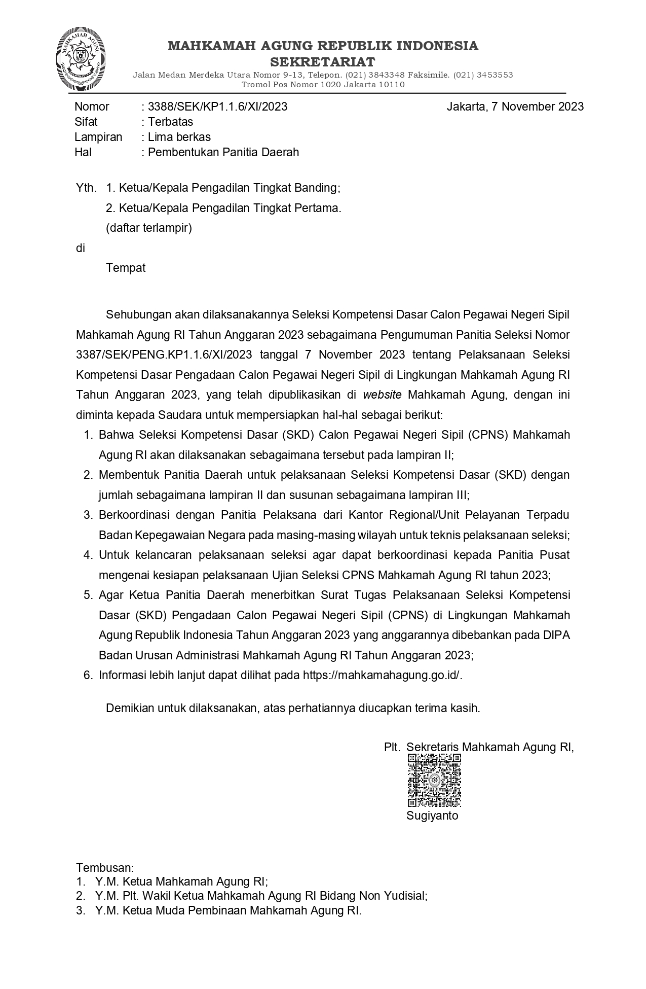Pembentukan Panitia Daerah